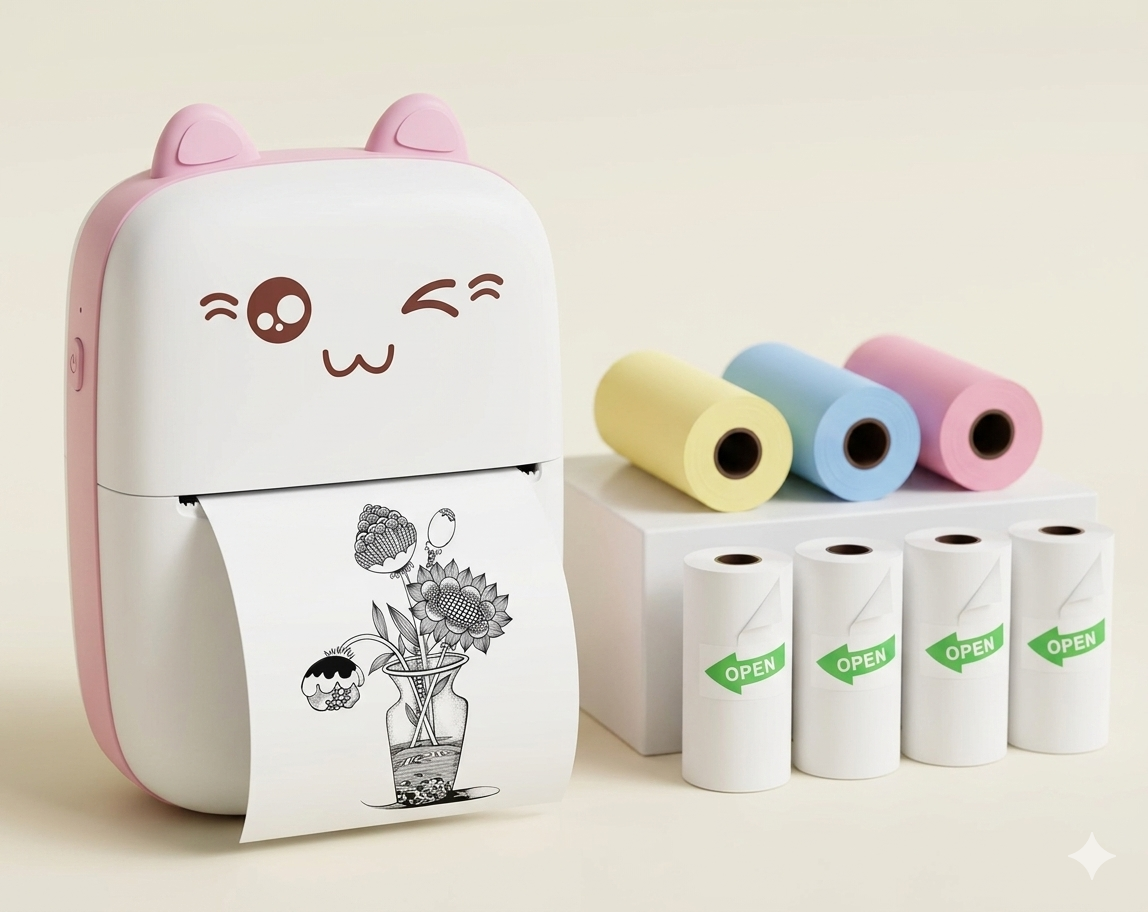 Cute Pocket-Sized Bluetooth Mini Printer