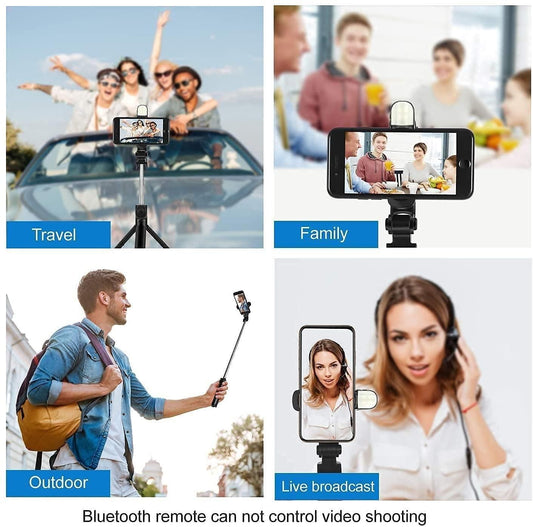 ⭐ Extendable Flash 3-in-1 Selfie Stick Tripod with Bluetooth Remote