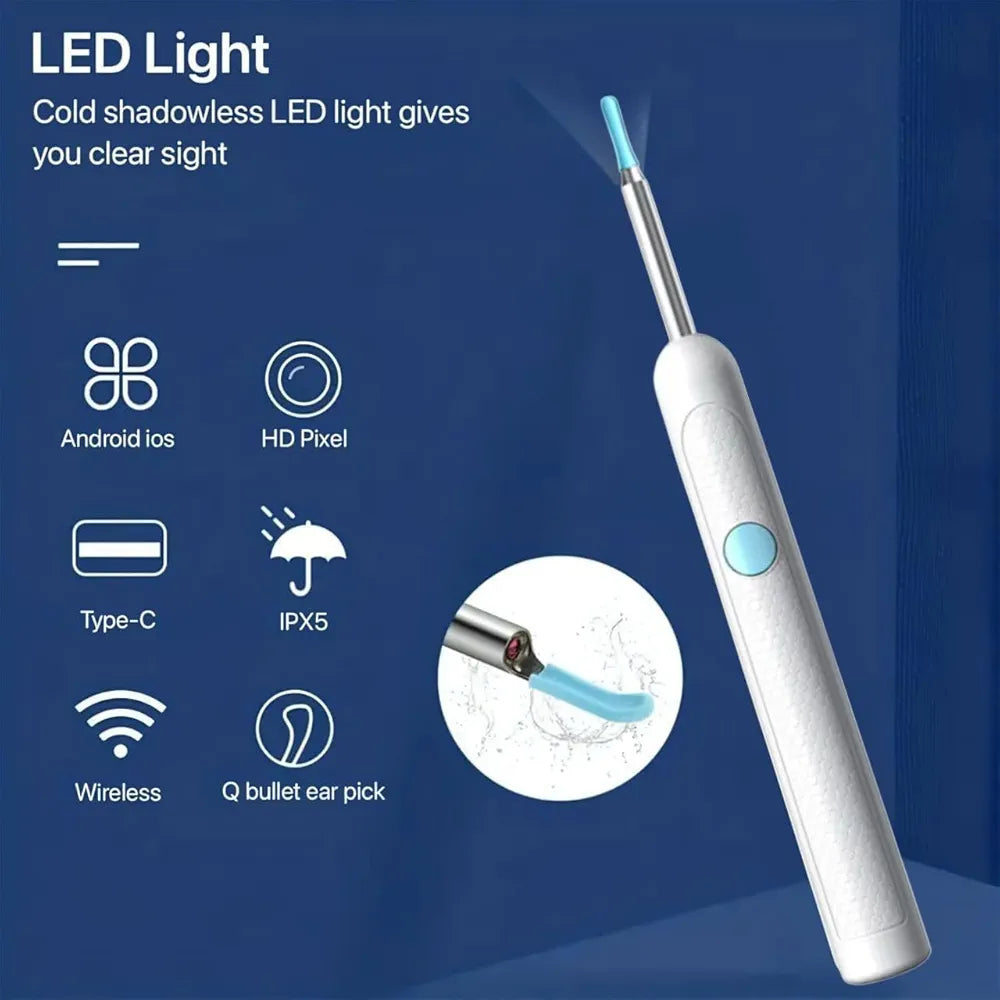 Earocam Earwax Removal Tool Kit with HD Camera WiFi Connection & 6 LED Lights Endoscope Tool Ear Cleaner Set of 8,