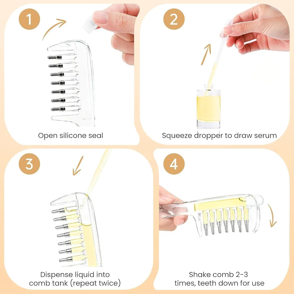 Refillable Hair Oil Applicator Comb – Precision Scalp Massage & Easy Oil Distribution