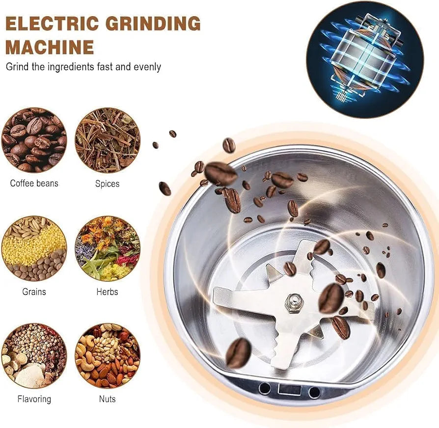 Portable 300W Electric Dry Spice & Coffee Bean Grinder for Kitchen