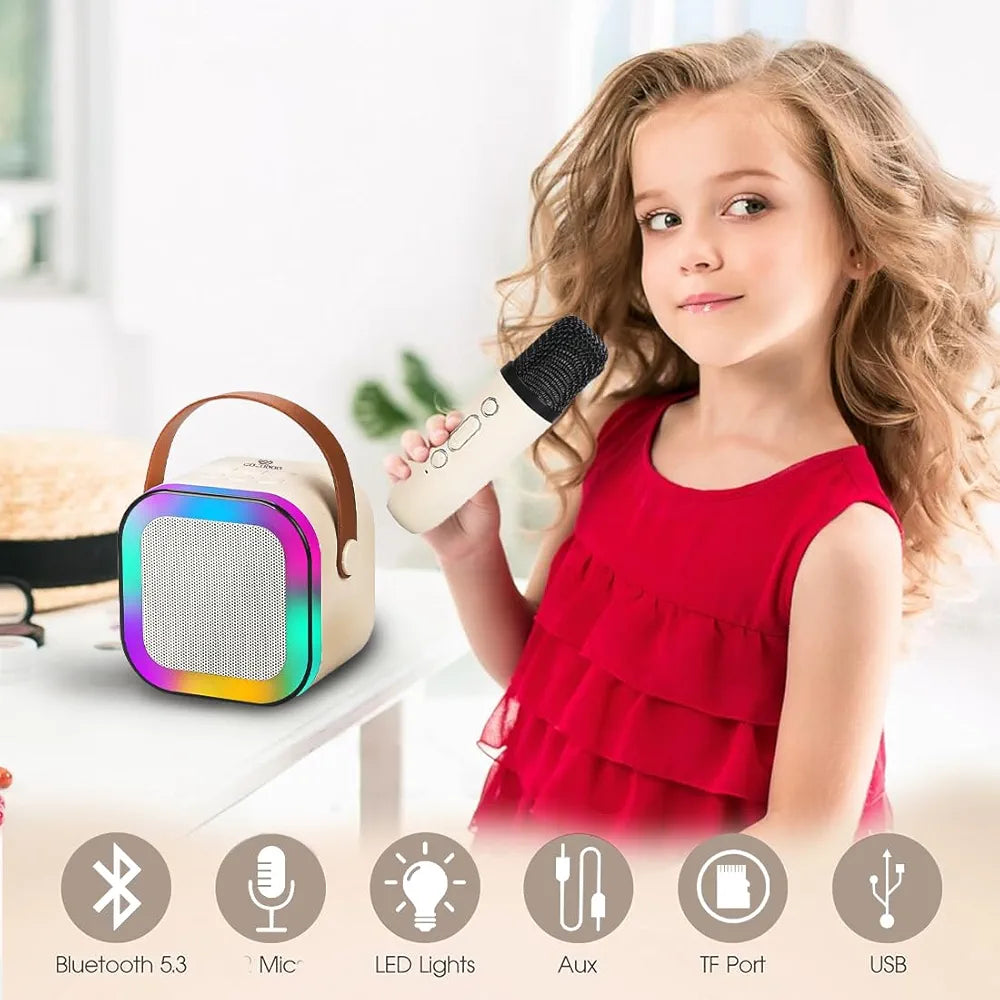 Wembley Karaoke Machine for Kids Adults, Mini Portable Blue-Tooth Karaoke Speaker with Wireless Microphone and Dynamic Lights Birthday Gift Home KTV Outdoor Travel