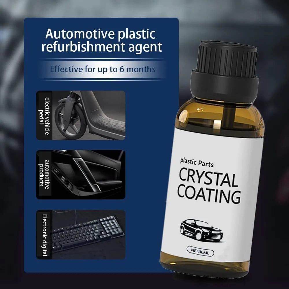 Crystal Coating for Car and Bike Plastic Parts | 30ml PVC Restorer and Revitalizing Coating Agent | Maintenance Dashboard Plastic Cleaner Polish Shining | Pack of 2