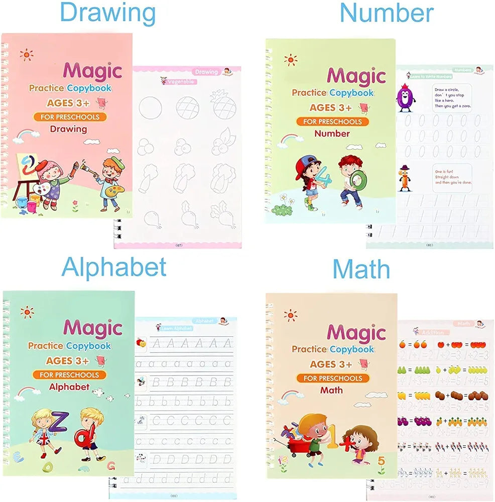 Magic Reusable Tracing Practice Copybook for Kids – Grooved Handwriting Practice Set