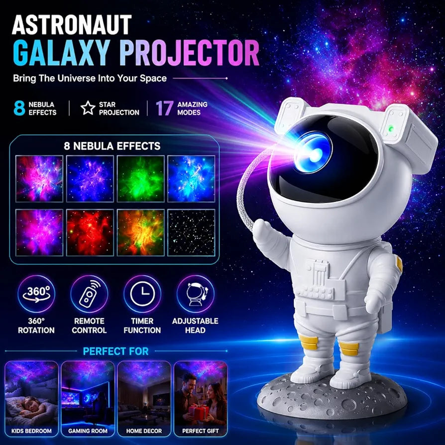 Storio Plastic Baby Toys Astronaut Galaxy Projector with Remote Control - 360° Adjustable