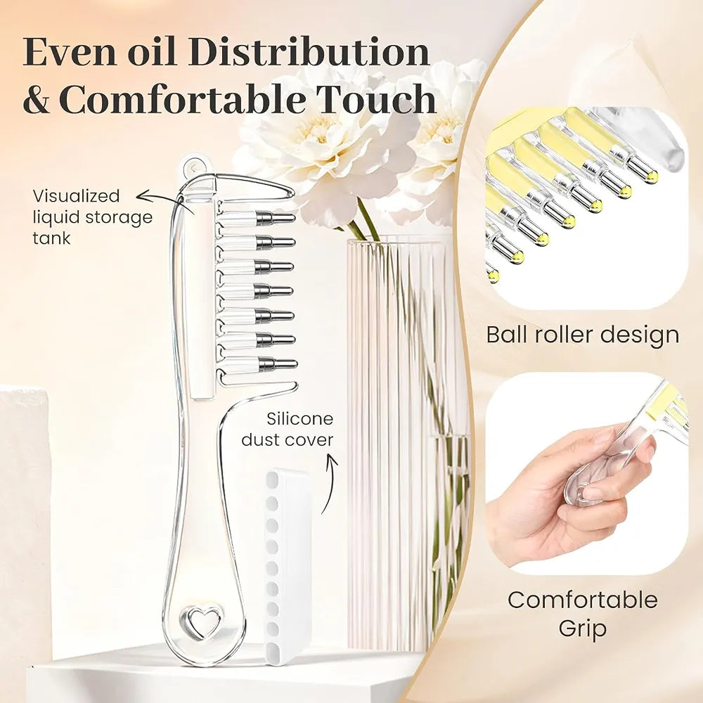Refillable Hair Oil Applicator Comb – Precision Scalp Massage & Easy Oil Distribution