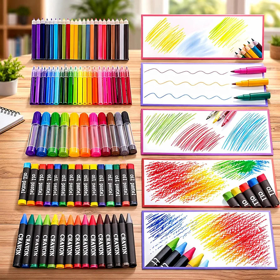 150 Pieces Colour Set Kit for Kids, Complete Stationery Items and Colour Pencil Set in Portable Case, Creative Birthday Gift for Kids and Gift for Girls
