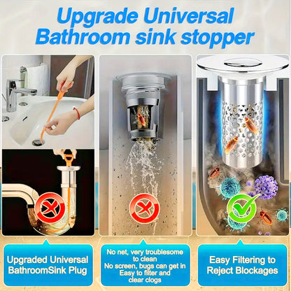 Sink Hair Filter, Removable Stainless Steel Drain Stopper Plug