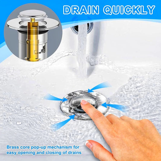 Sink Hair Filter, Removable Stainless Steel Drain Stopper Plug