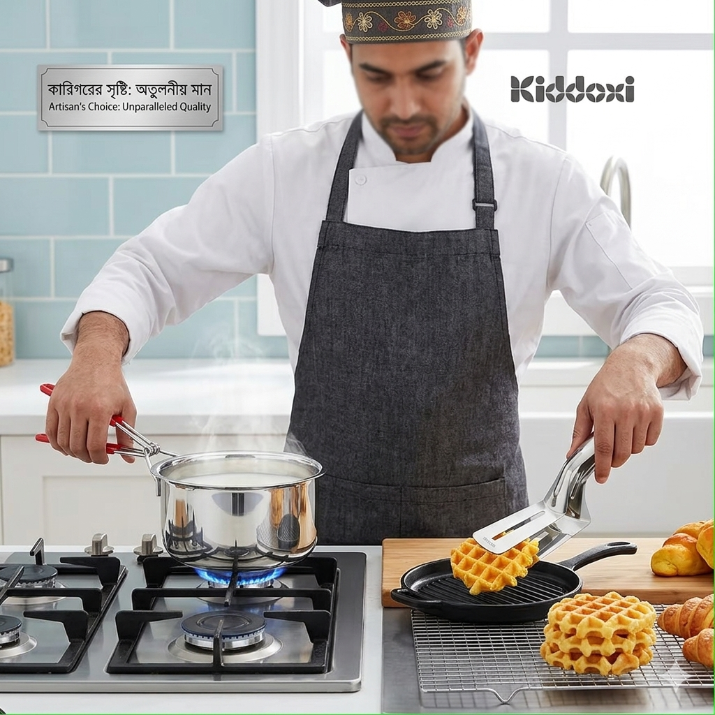 Premium 2-in-1 Stainless Steel Kitchen Tong Combo Set | Heavy Duty Pakad Chimta & Multi-Purpose Cooking Tong for Frying, BBQ, Serving & Hot Pot Handling