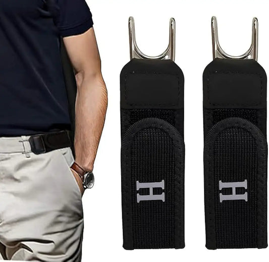 Buckleless Belt for Men & Women – 2 Pack Tactical Metal Hook Elastic Invisible WaistBelt, No Buckle Clip On EDC Belt for Jeans, Work & Outdoor