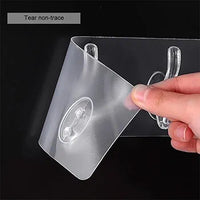 Wall Hanger Hooks for Hanging Clothes Home Kitchen Office Bathroom Bedroom Door, (Buy 1 Get 2 FREE Pack) Self Adhesive Strong Hanger Hooks (6 Hooks Hanger, Transparent)