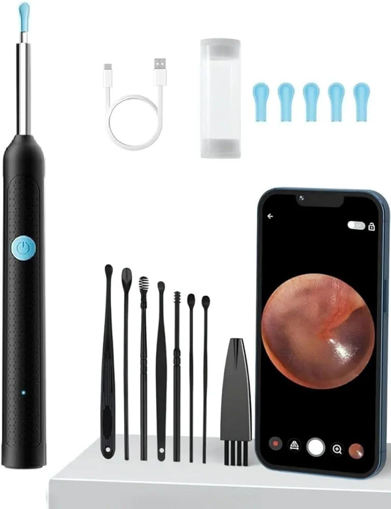 Earocam Earwax Removal Tool Kit with HD Camera WiFi Connection & 6 LED Lights Endoscope Tool Ear Cleaner Set of 8,