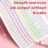 Roller Liner Pen Set | 6-Piece Patterned Border Markers| Aesthetic Curve Highlighter Set for Planner Scrapbook Bullet Journaling & School Supplies. Pack of 6