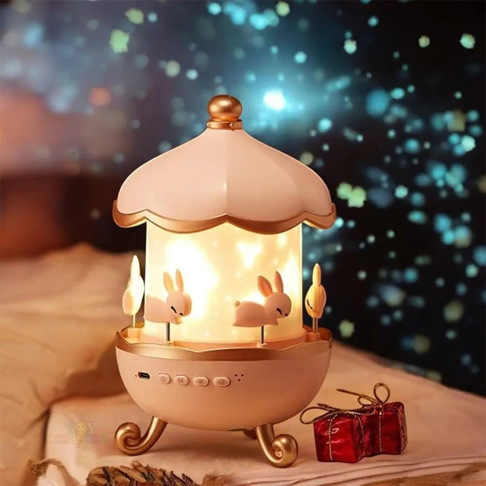 Night Light Rabbit Sky Projector for Kids – 360° Rotating Lamp with 6 Films, 5 Colours, USB Operated, Bedroom & Office Decor, Birthday Gift for Children