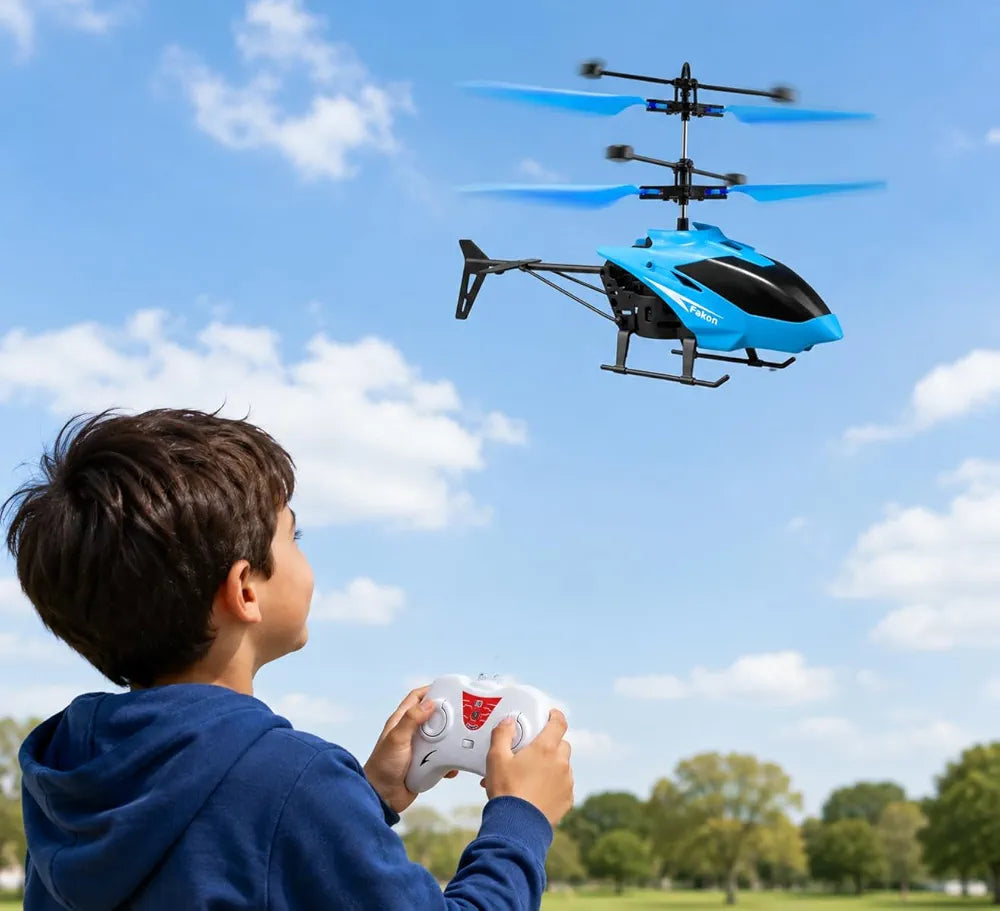 Helicopter Toy for Boys Age 4+, Safety Sensor, 320 RPM Motor, 2.6 Remote, Rechargeable Battery, LED Lights I
