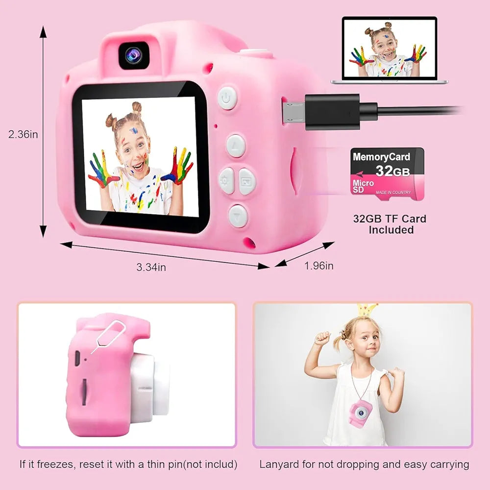 Kids Digital Camera for Boys & Girls Age 3–12, 3.0MP Mini Toy Camera with 1080P HD Video, 2-Inch Screen, USB