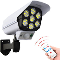 Solar Light Outdoor Home Garden Security Dummy CCTV Camera Lamp | Motion Sensor LED Light 77 LED Waterproof Automatic ABS Solar Wall Lamp with Remote Control for Pathway,