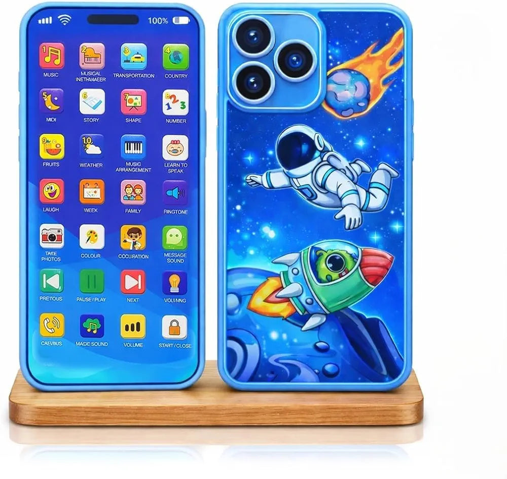 Educational Phone Type-C Rechargeable Musical Toy 28 Functions, Alphabet, Numbers, Varnmala, Animal Sounds, Nursery Rhymes in English & Hindi for Age 2 &10 Years (Dinosaur Model)