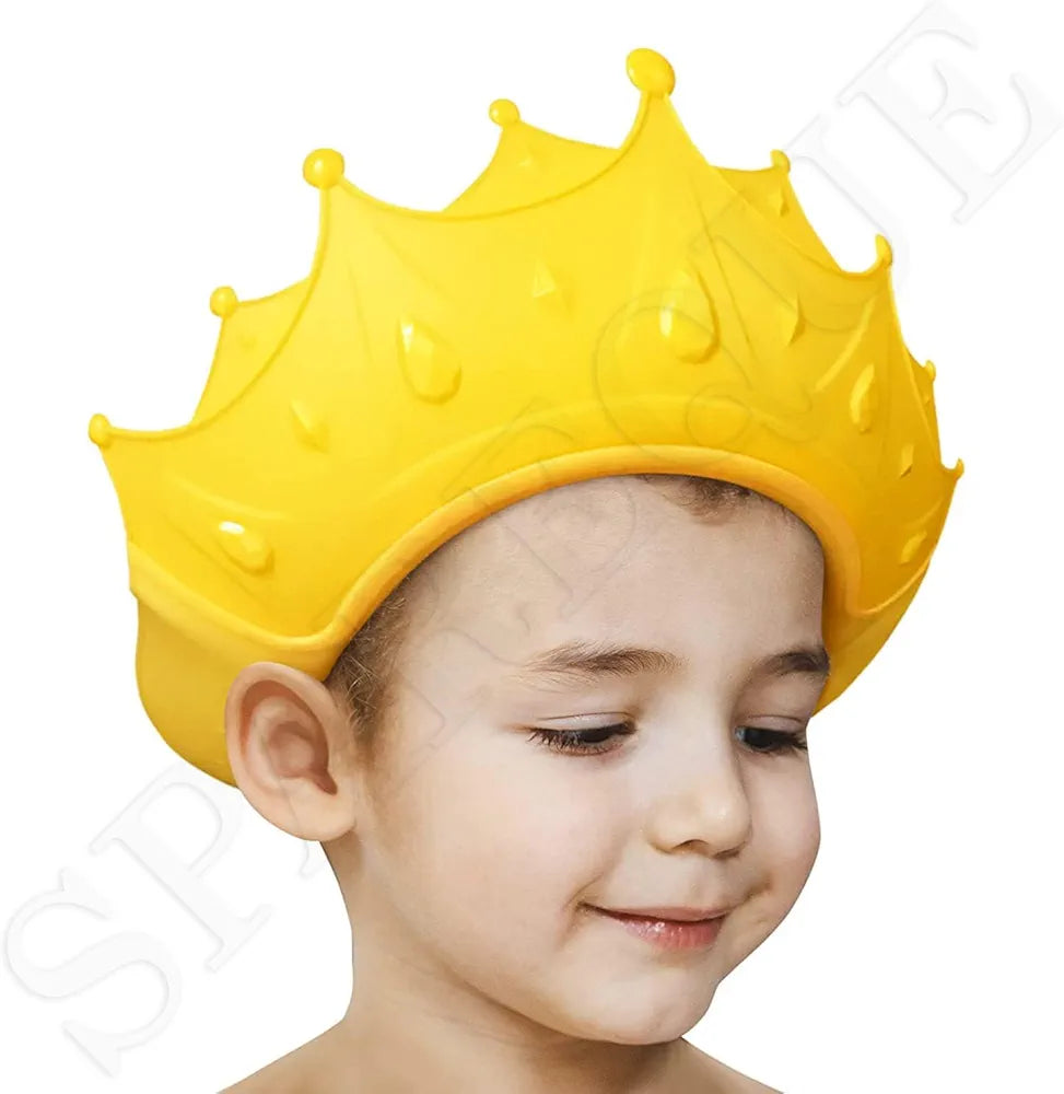 Baby bath Shower Cap,Bath Visor hat for Eye and Ear wash Protection,Adjustable Silicone Bathing Crown Waterproof Shampoo hat for Washing Hair
