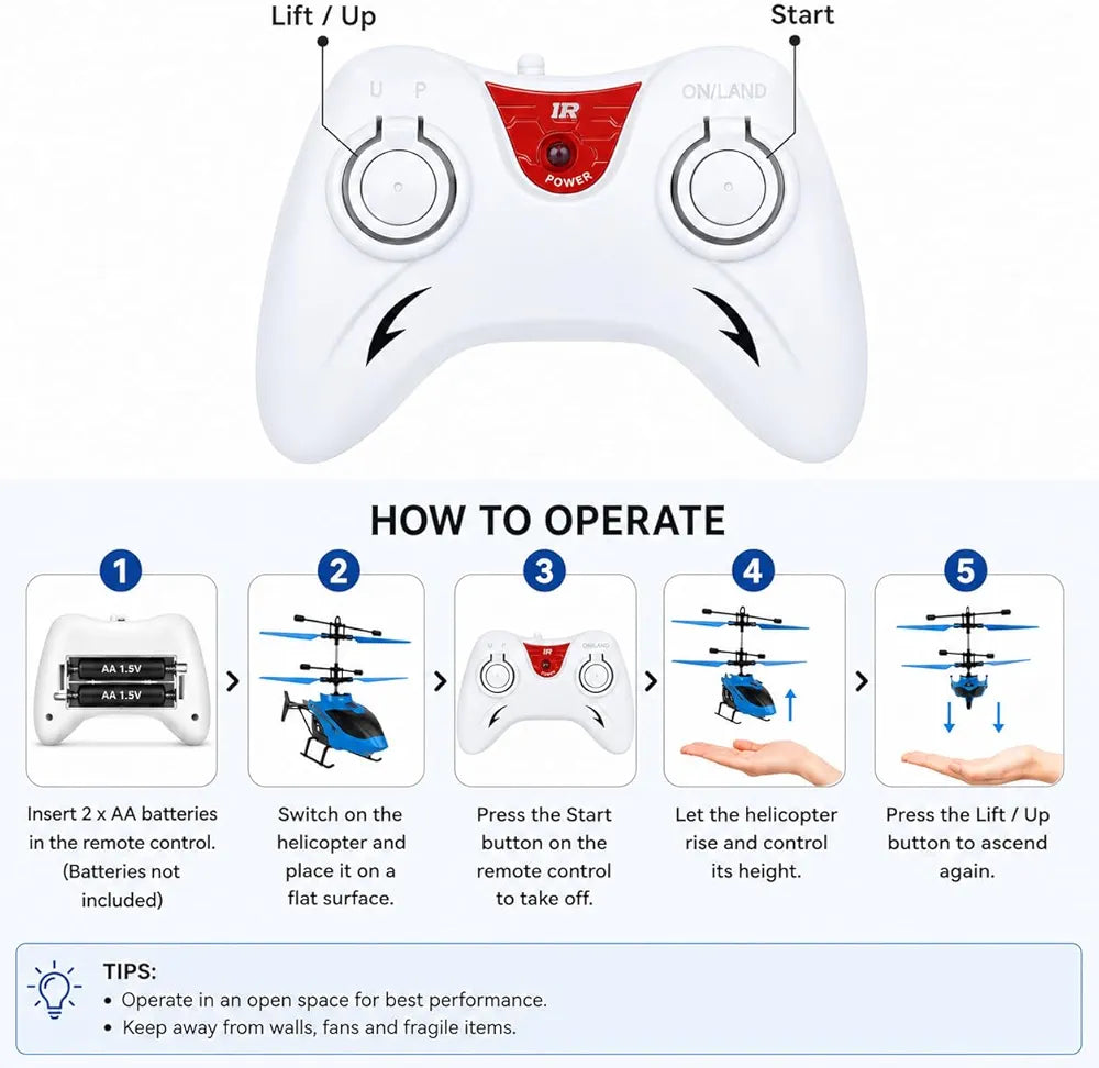 Helicopter Toy for Boys Age 4+, Safety Sensor, 320 RPM Motor, 2.6 Remote, Rechargeable Battery, LED Lights I