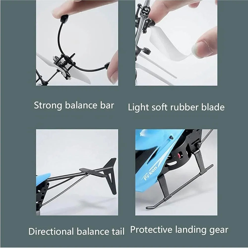 Helicopter Toy for Boys Age 4+, Safety Sensor, 320 RPM Motor, 2.6 Remote, Rechargeable Battery, LED Lights I