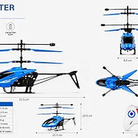Helicopter Toy for Boys Age 4+, Safety Sensor, 320 RPM Motor, 2.6 Remote, Rechargeable Battery, LED Lights I
