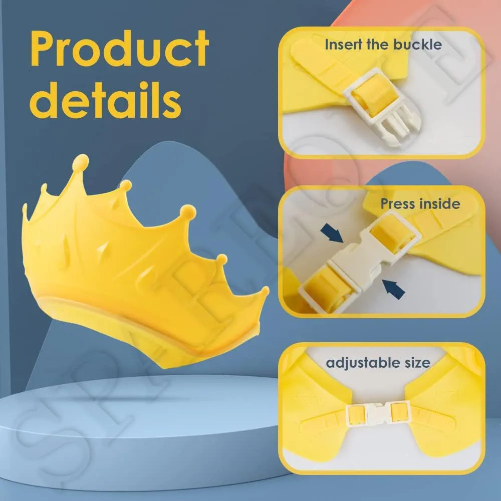 Baby bath Shower Cap,Bath Visor hat for Eye and Ear wash Protection,Adjustable Silicone Bathing Crown Waterproof Shampoo hat for Washing Hair