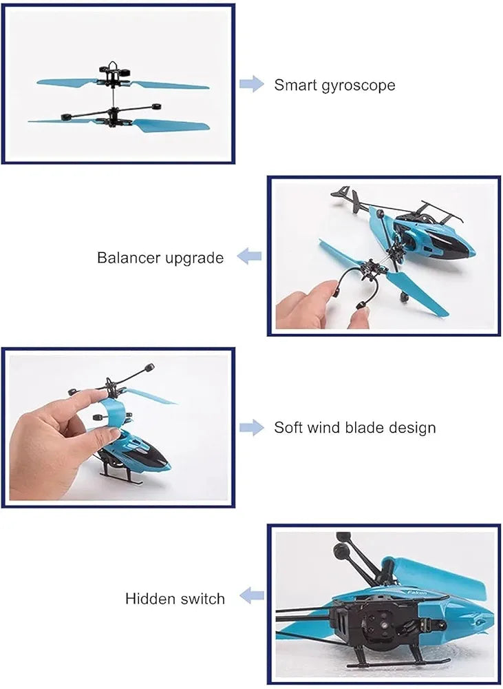 Helicopter Toy for Boys Age 4+, Safety Sensor, 320 RPM Motor, 2.6 Remote, Rechargeable Battery, LED Lights I