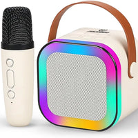 Wembley Rechargeable Karaoke Mic with Speaker for Singing | Wireless Mini Portable Bluetooth Speaker with Microphone & LED Lights | Cute Birthday Gift for Kids Musical Toys for Boys, Girls and Adults