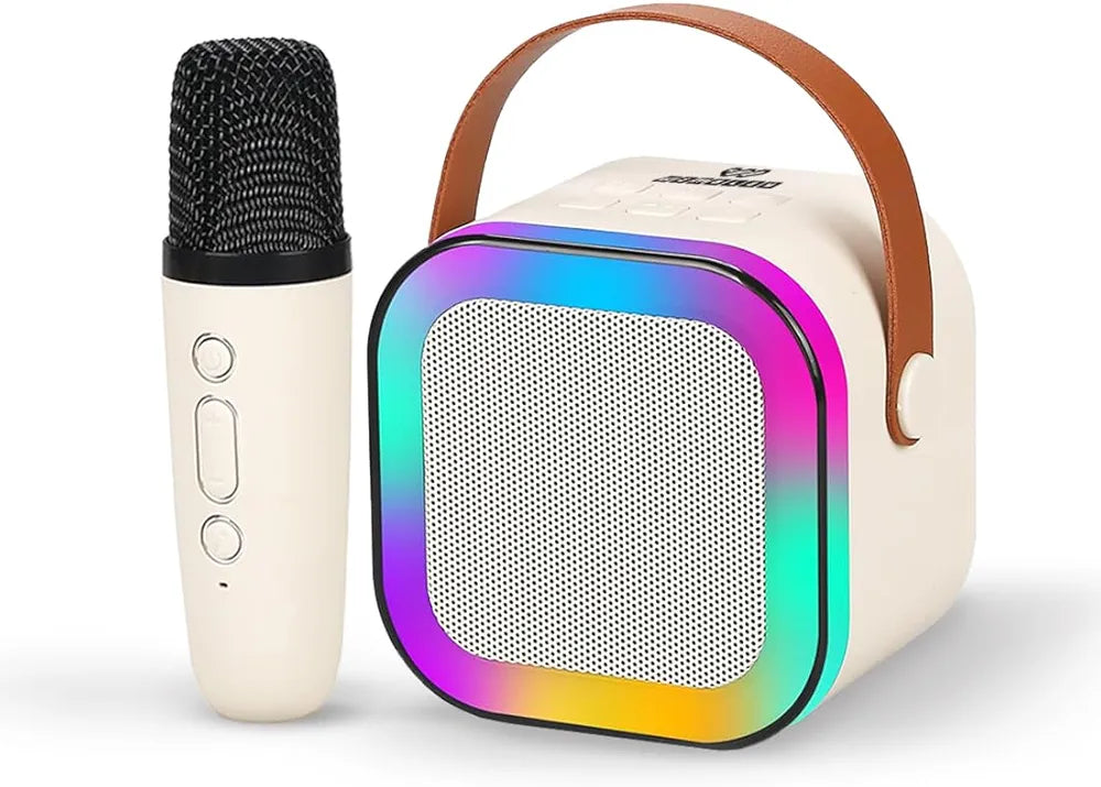 Wembley Rechargeable Karaoke Mic with Speaker for Singing | Wireless Mini Portable Bluetooth Speaker with Microphone & LED Lights | Cute Birthday Gift for Kids Musical Toys for Boys, Girls and Adults