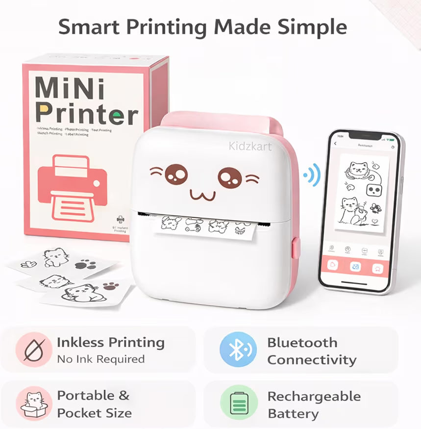 Cute Pocket-Sized Bluetooth Mini Printer
