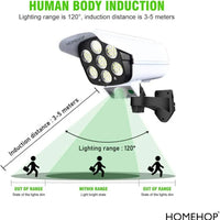 Solar Light Outdoor Home Garden Security Dummy CCTV Camera Lamp | Motion Sensor LED Light 77 LED Waterproof Automatic ABS Solar Wall Lamp with Remote Control for Pathway,