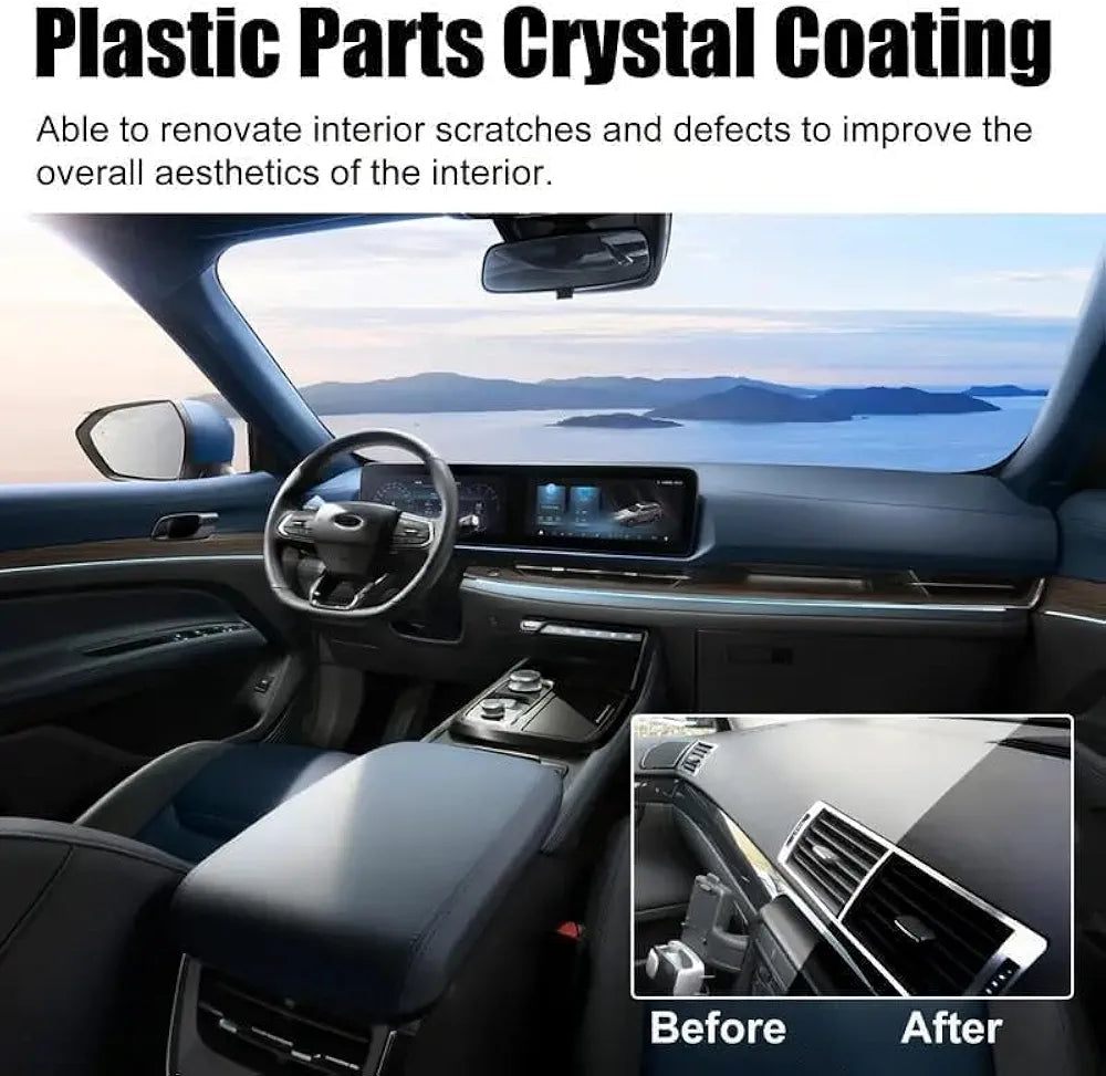 Crystal Coating for Car and Bike Plastic Parts | 30ml PVC Restorer and Revitalizing Coating Agent | Maintenance Dashboard Plastic Cleaner Polish Shining | Pack of 2