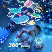 Night Light Rabbit Sky Projector for Kids – 360° Rotating Lamp with 6 Films, 5 Colours, USB Operated, Bedroom & Office Decor, Birthday Gift for Children