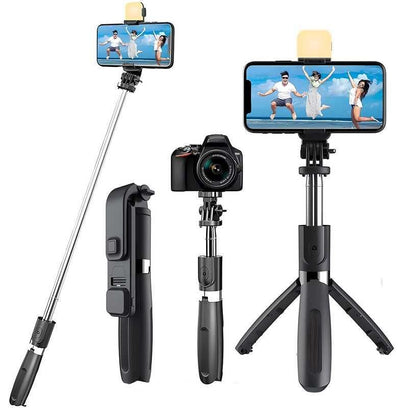 ⭐ Extendable Flash 3-in-1 Selfie Stick Tripod with Bluetooth Remote