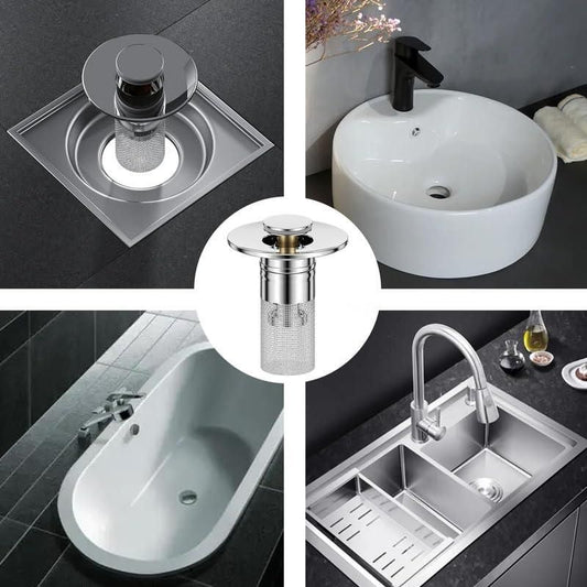 Sink Hair Filter, Removable Stainless Steel Drain Stopper Plug