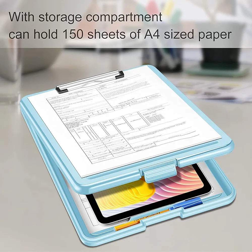 Foldable Plastic Clipboard with Built-in Storage and Pen Holder - Ideal for School, Office, Travel - Perfect for Students, Teachers, Doctors, Nurses, Professionals