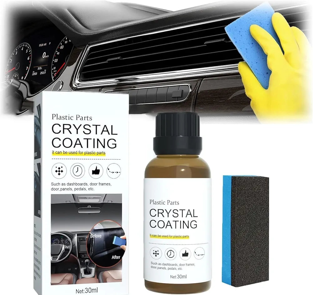 Crystal Coating for Car and Bike Plastic Parts | 30ml PVC Restorer and Revitalizing Coating Agent | Maintenance Dashboard Plastic Cleaner Polish Shining | Pack of 2