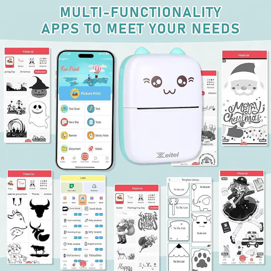 Cute Pocket-Sized Bluetooth Mini Printer
