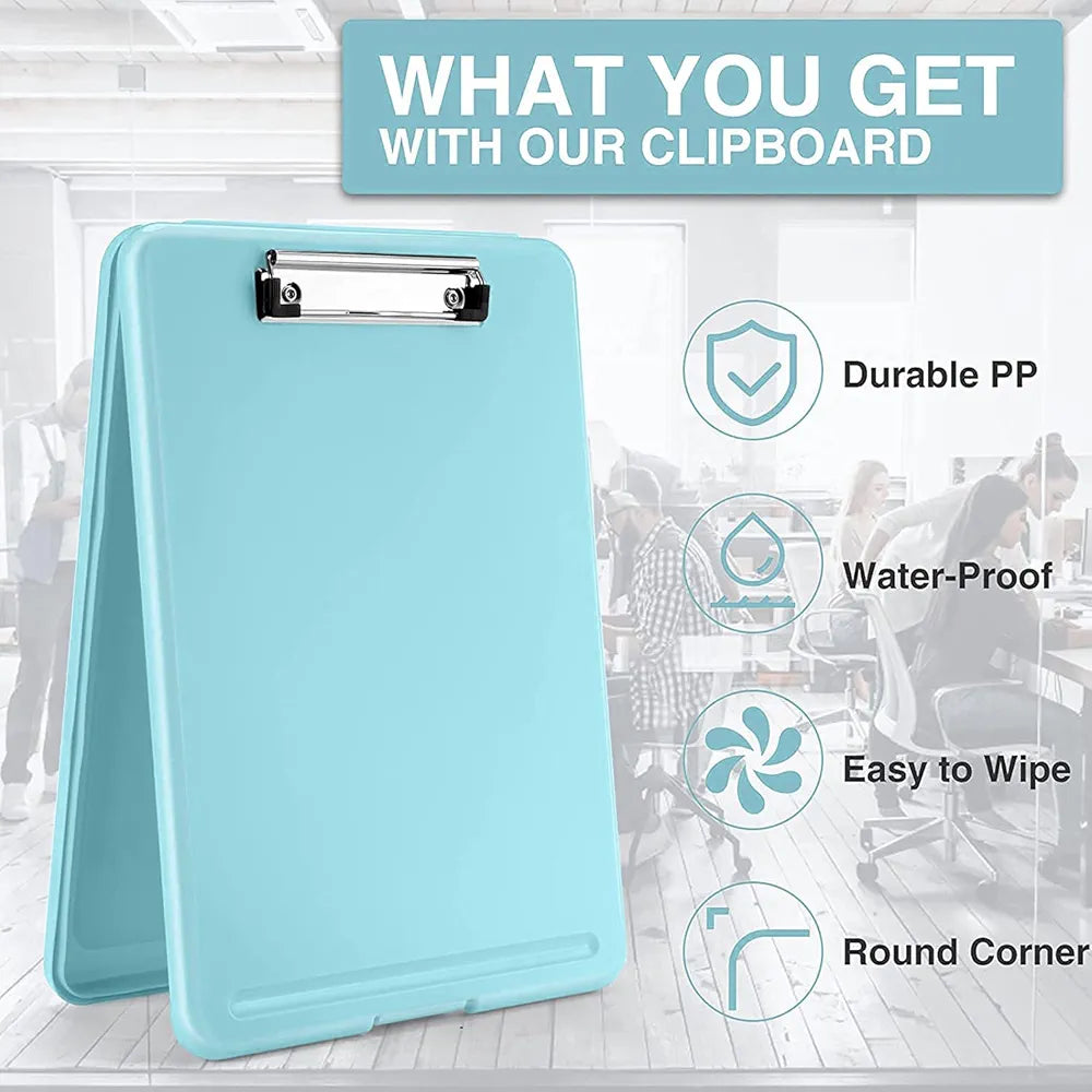 Foldable Plastic Clipboard with Built-in Storage and Pen Holder - Ideal for School, Office, Travel - Perfect for Students, Teachers, Doctors, Nurses, Professionals