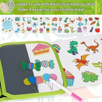 Doodle Book Set for Kids, Reusable Magic Drawing Book with Watercolor Pens, Road Trip Car Game Writing and Painting Set for Boys and Girls