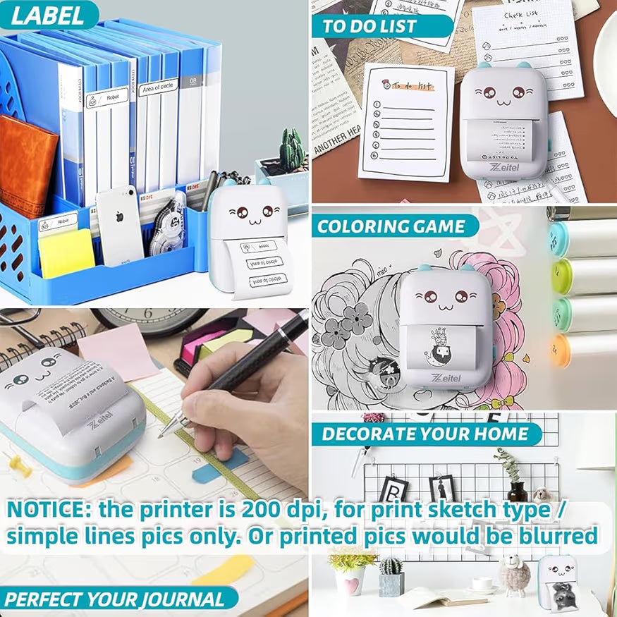 Cute Pocket-Sized Bluetooth Mini Printer
