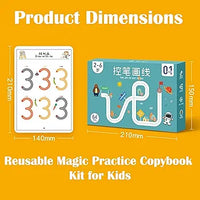 Toy Imagine Reusable Alphabet & Number Tracing Practice Copybook Kit with Magic Pen | Preschool Handwriting & Pen Control Workbook for Kids 3–8 Years | Montessori Lines & Shapes Book (64 Pages)