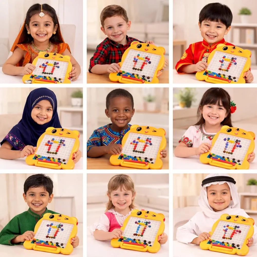 Magnetic Drawing Board for Kids with 80 Beads & Magnetic Pen | Big Size Magnetic Doodle Board | Educational Learning Toy, Drawing & Creativity for Boys & Girls