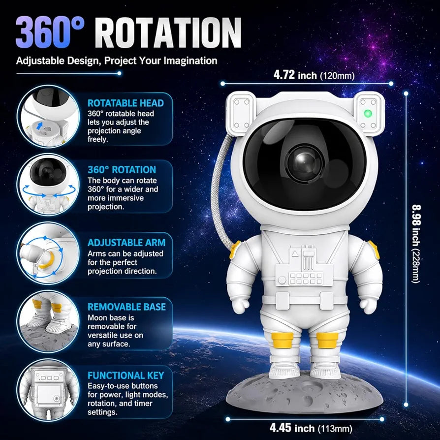 Storio Plastic Baby Toys Astronaut Galaxy Projector with Remote Control - 360° Adjustable