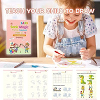 Magic Calligraphy, Homeschool Supplies, Preschool workbook, Numbers & English & Drawing & Mathematics Auto Fade Pen & 4 Books - 10 Riffile 1 Grip 1 pen