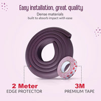 Pack Of 2 Baby Proofing Edge Corner Guards, Extra Thick 2 Meter, Furniture Corner Cushion for Child Safety, 3M Adhesive Tape (Pack Of 2)