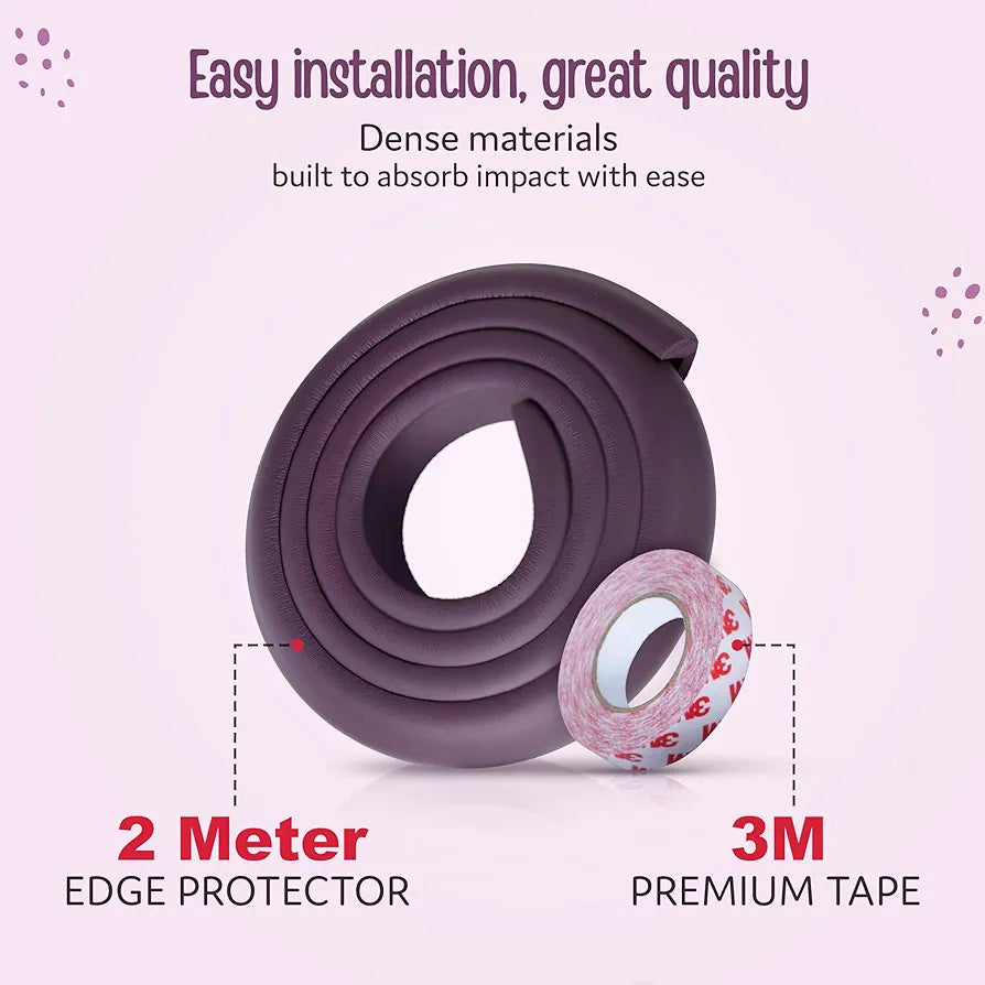 Pack Of 2 Baby Proofing Edge Corner Guards, Extra Thick 2 Meter, Furniture Corner Cushion for Child Safety, 3M Adhesive Tape (Pack Of 2)