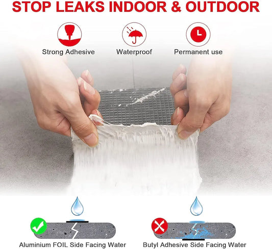 Waterproof tape Permanent Repair Roof Water Leakage Solution Rubber Foil Suitable for Roof Leak, surface Crack, Window Sill Gap, Boat Sealing, Tank Leak